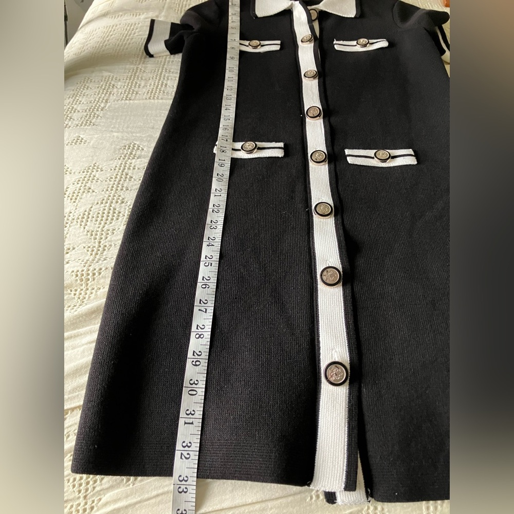 WHBM Black and White Heavy Knit Collared Cotton Blend Body Con Dress Size XS NWT - Picture 7 of 10